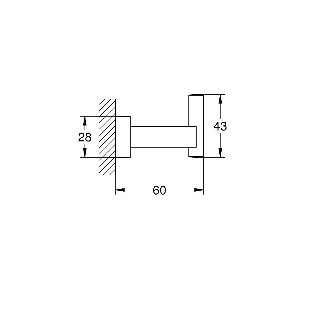 40511001Patère murale Grohe Essentials Cube schéma côté