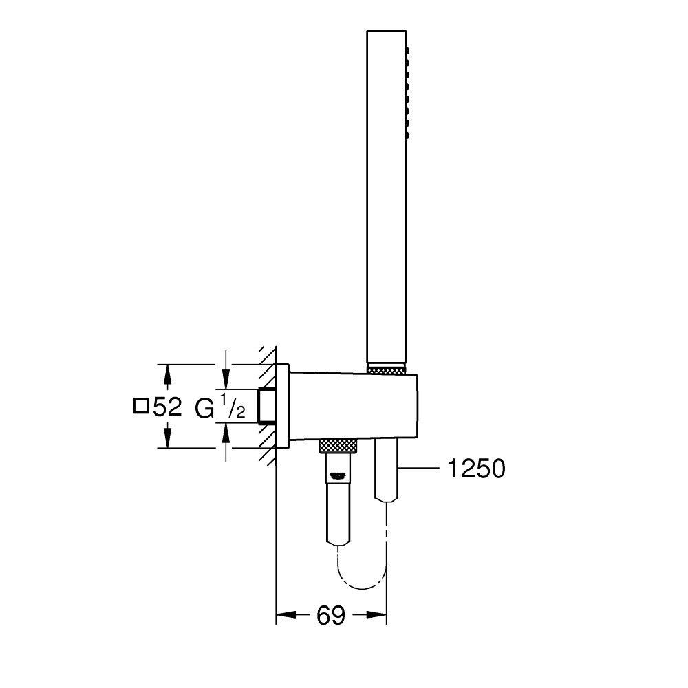 Ensemble de douche Grohe Euphoria Cube 1 jet schéma côté 
