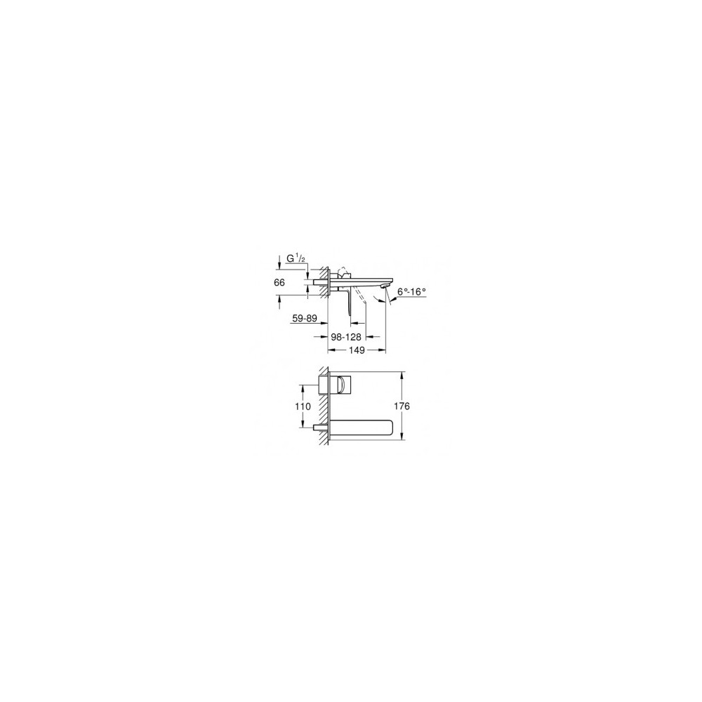Façade Lineare Mitigeur monocommande 2 trous lavabo Taille M