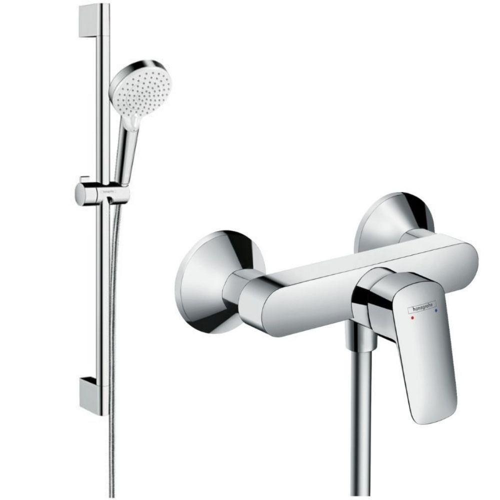 Pack mitigeur douche mécanique mural 2 trous Hansgrohe Logis 1 sortie complet