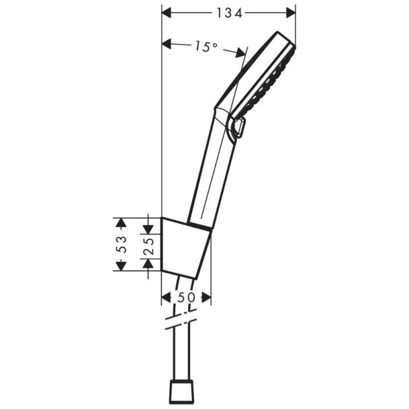 pommeau de douche rond 2 jets Hansgrohe Vario chrome + flexible + support schéma côté