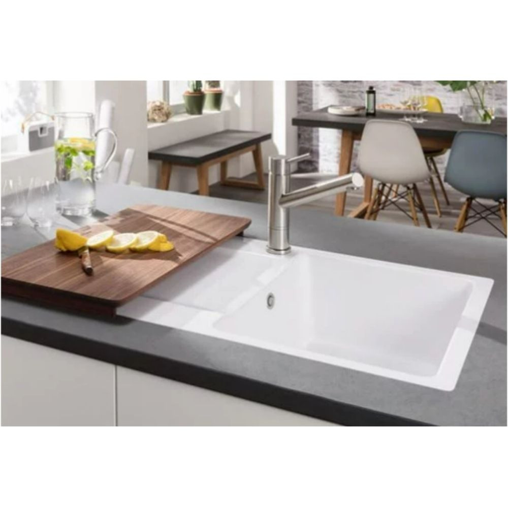 333400R1 Evier une cuve avec égouttoir rectangle Villeroy et Boch Siluet 45 blanc alpin 800x510mm