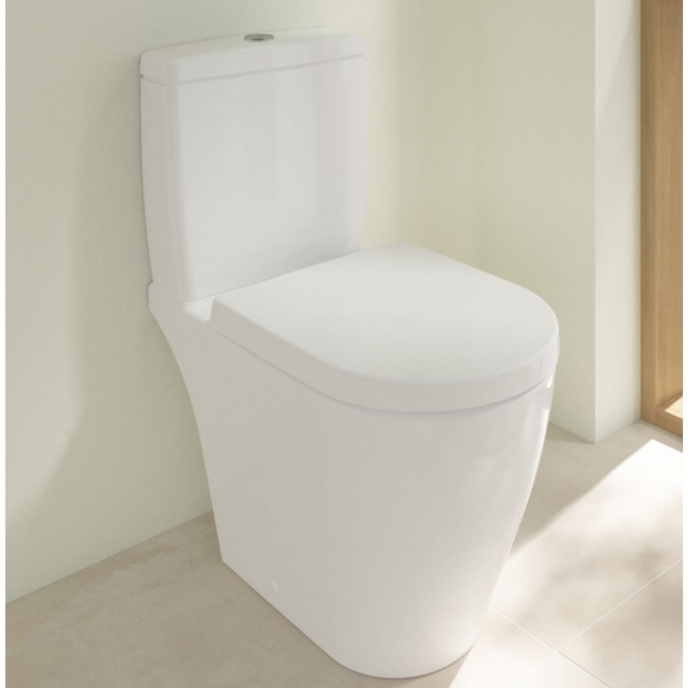 vue sur le côté WC à poser VILLEROY ET BOCH Avento compact sans bride + abattant