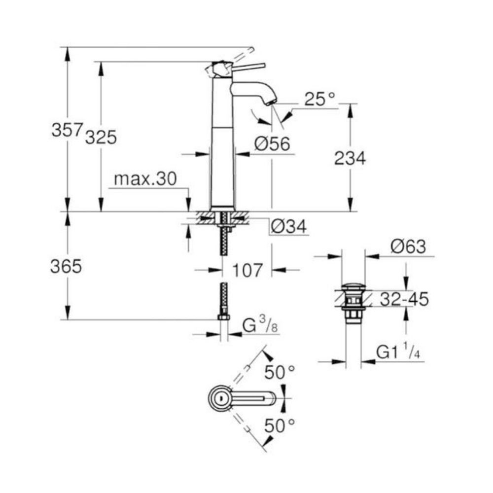  Image 2 Mitigeur vasque GROHE Quickfix Start Classic taille XL chromé