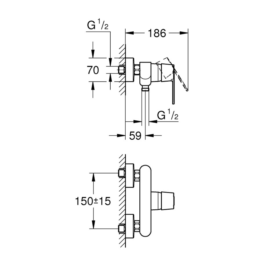 32888000 schéma technique mitigeur douche GROHE Get Chromé