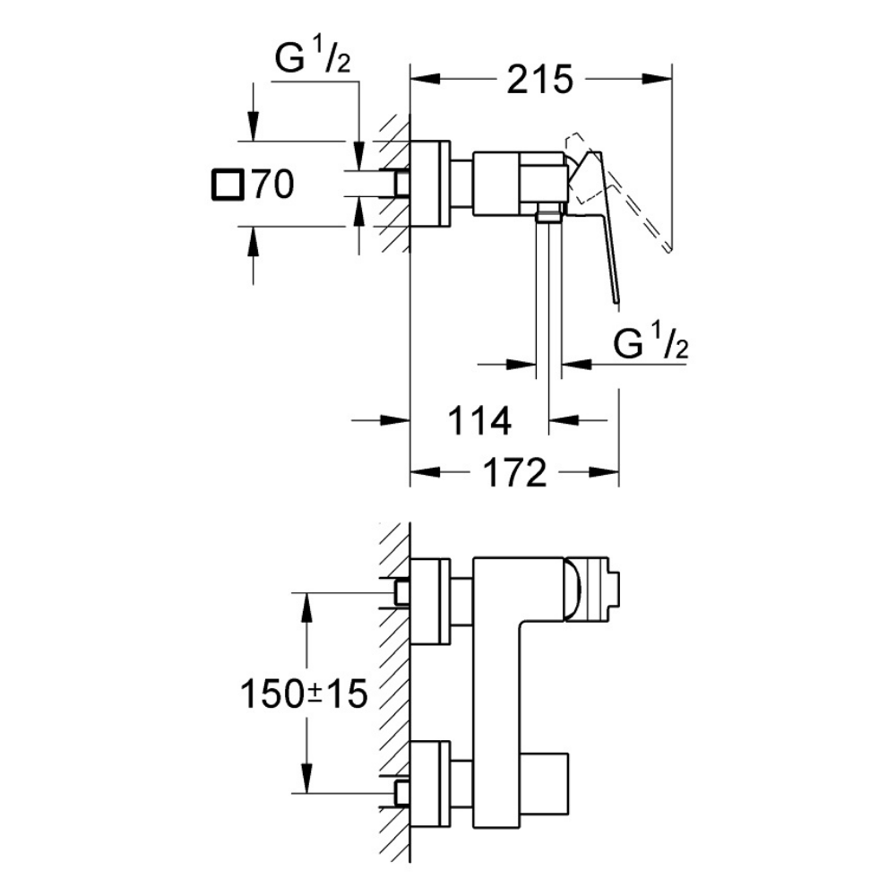 23437000 schéma technique mitigeur douche GROHE Sail Cube Chromé