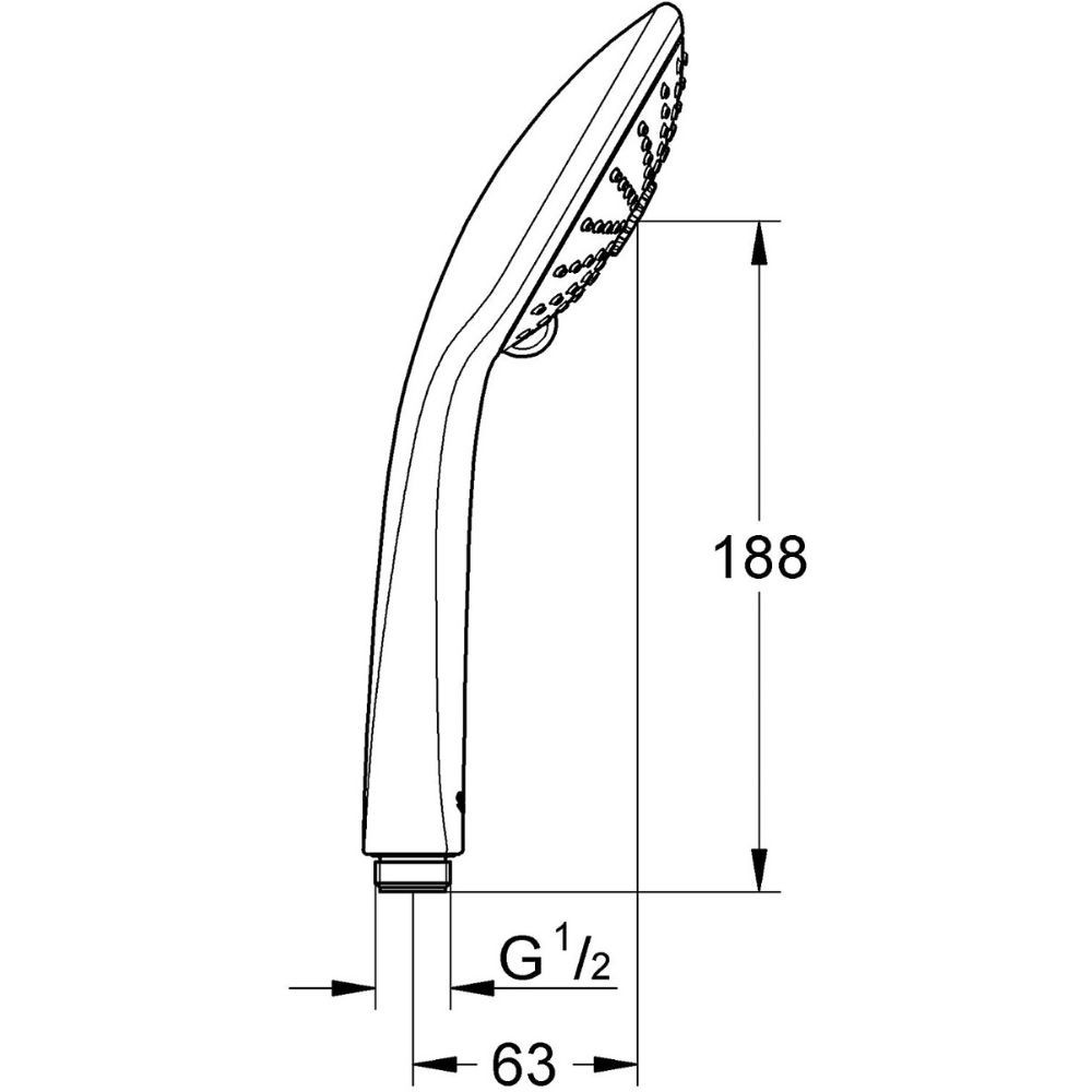 schéma technique de la Douchette 3 jets GROHE Vitalio Joy 110 Massage chromé