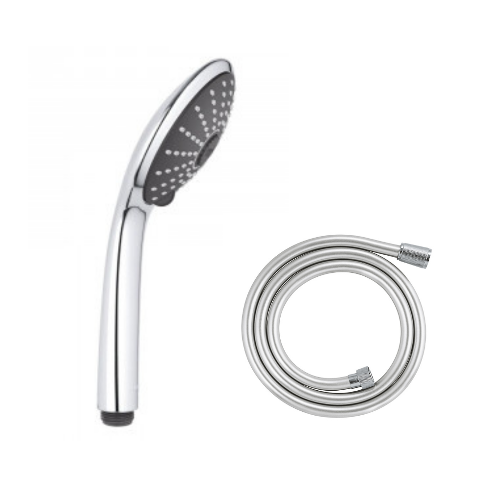 27505001_27319000 lot Flexible de douche GROHE Twistfree VitalioFlex Silver 1500 chromé + Douchette 3 jets GROHE Vitalio Joy 110