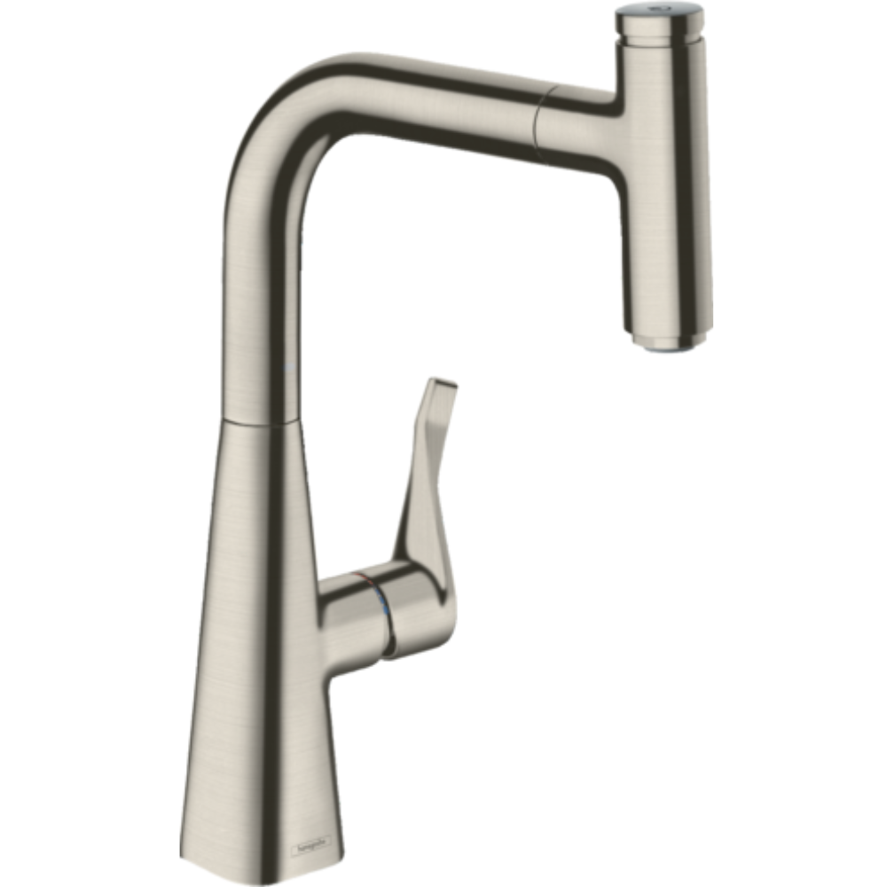 image Mitigeur cuisine HANSGROHE Metris Select M71 240 douchette extractible aspect acier inox
