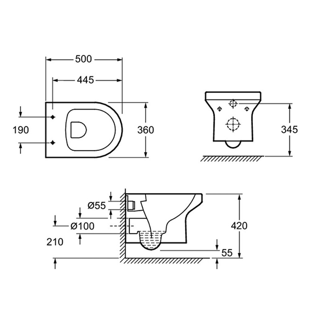 WC suspendu sans bride Elite Jacob Delafon + abattant extraplat fermeture douce dimensions