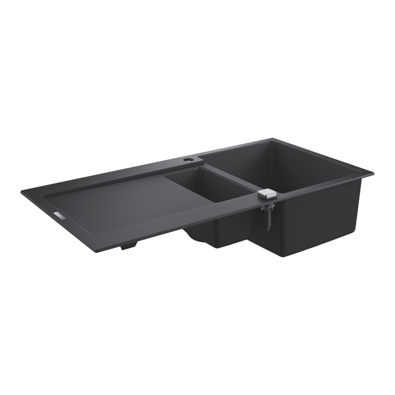 31646AP0 Evier noir granite 1 cuve et demie quartz composite avec égouttoir K500 GROHE