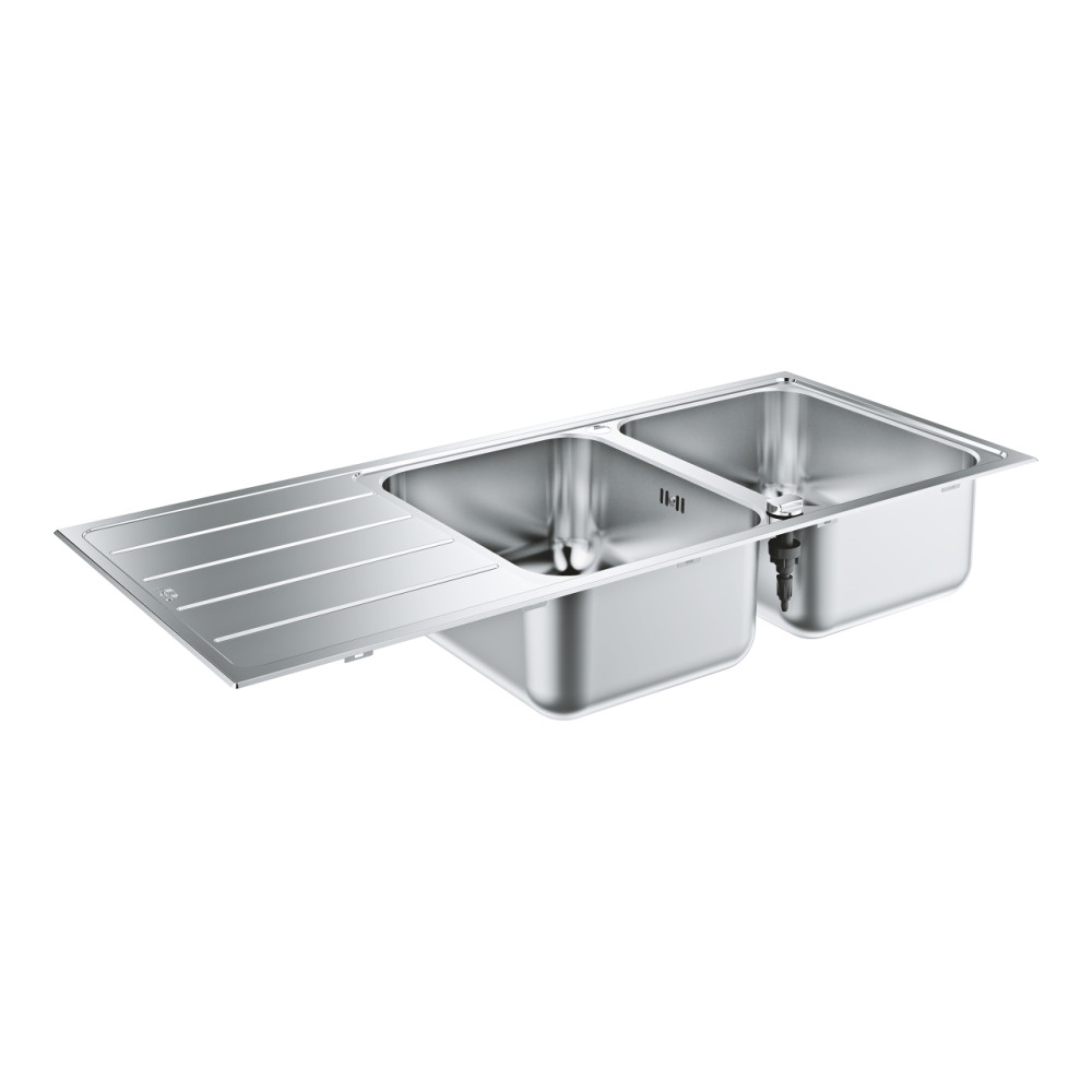 31588SD1 Evier 2 cuves avec égouttoir réversible en acier inoxydable K500 GROHE