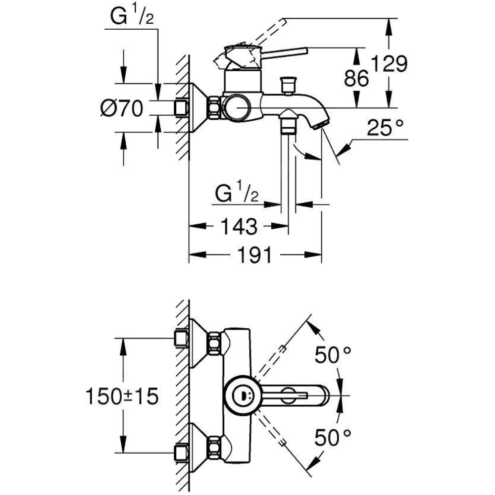 schéma du Mitigeur monocommande Bain / Douche GROHE