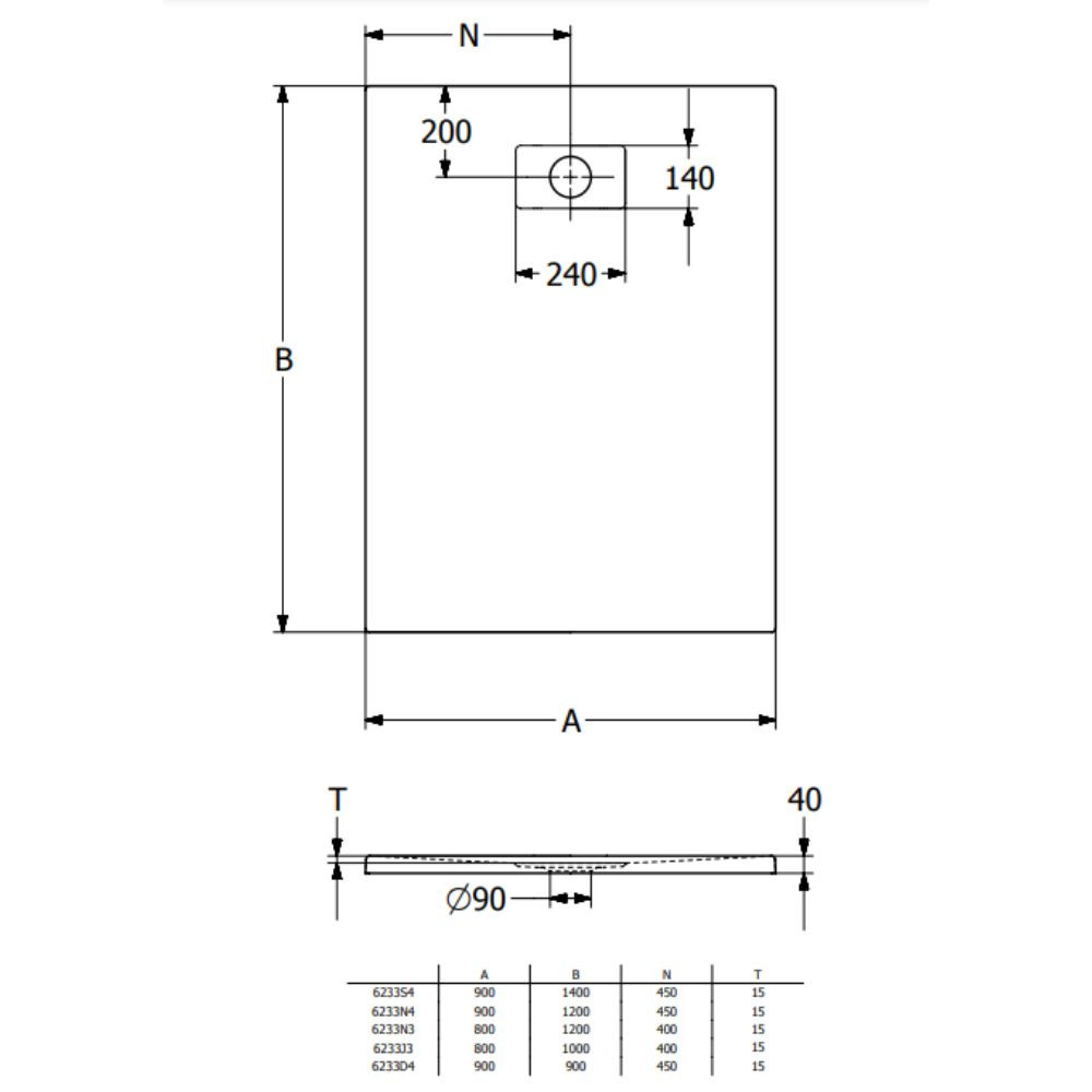 dimensions receveur valence villeroy et boch