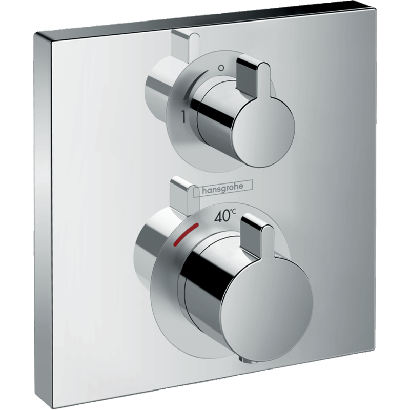 Facade pour mitigeur thermostatique encastré Ecostat Square avec robinet d'arrêt chromé Hansgrohe 15712000 Batinea