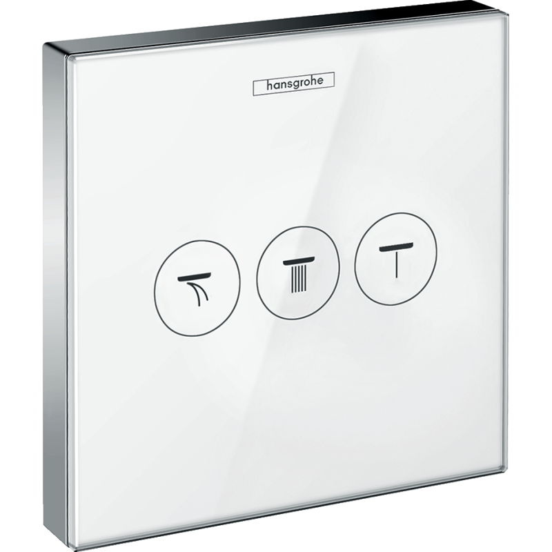 Facade en verre robinet d'arrêt ShowerSelect Glass pour 3 fonctions blanc/chromé Hansgrohe 15736400 Batinea