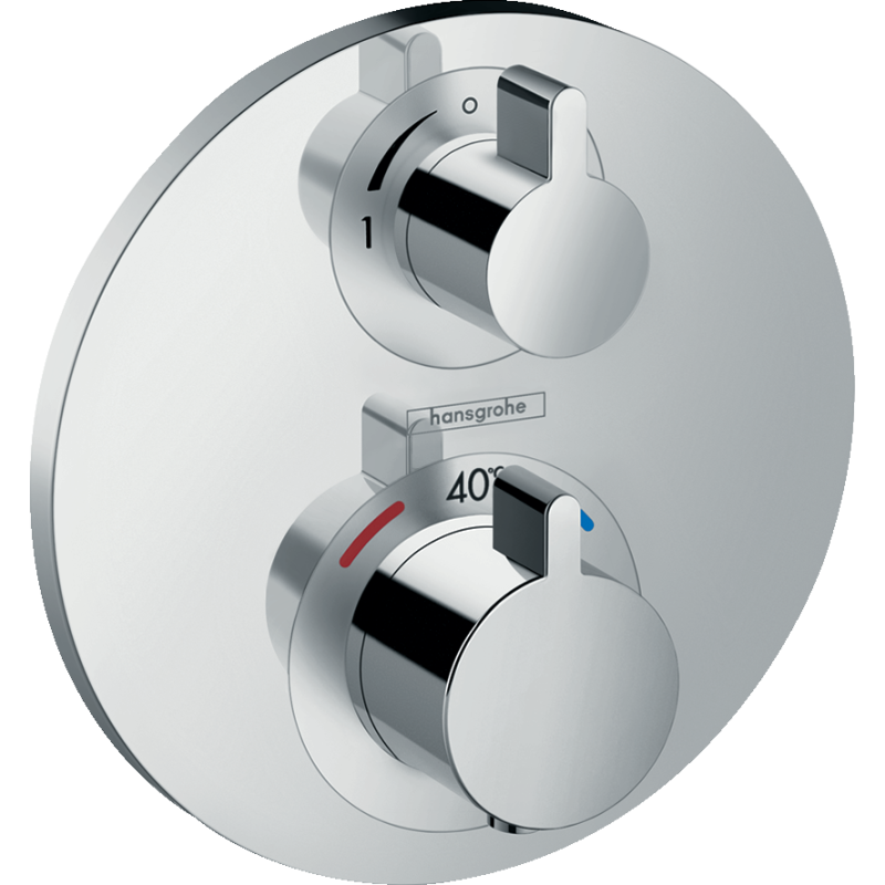 Facade pour mitigeur thermostatique encastré Ecostat S avec robinet d'arrêt chromé Hansgrohe 15757000 Batinea