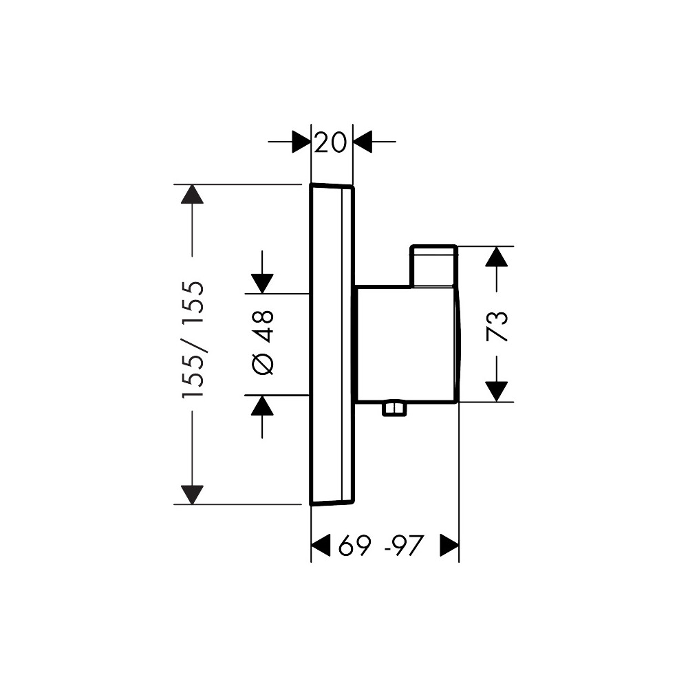 Facade pour mitigeur thermostatique encastré ShowerSelect haut débit chromé Hansgrohe 15760000 Batinea