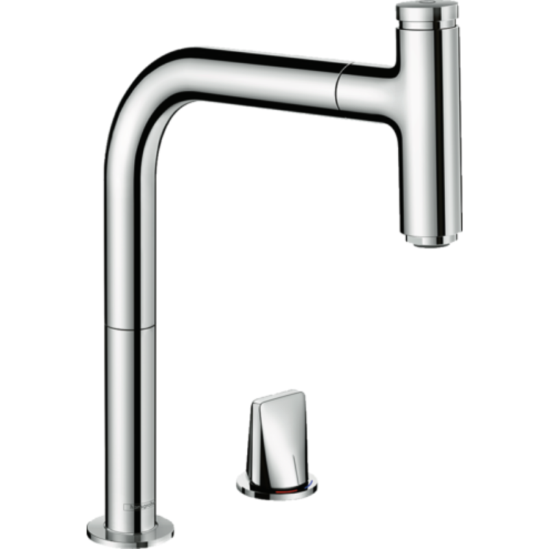 chromé Mitigeur cuisine HANSGROHE Metris Select M71 200 2 trous avec douchette extractible