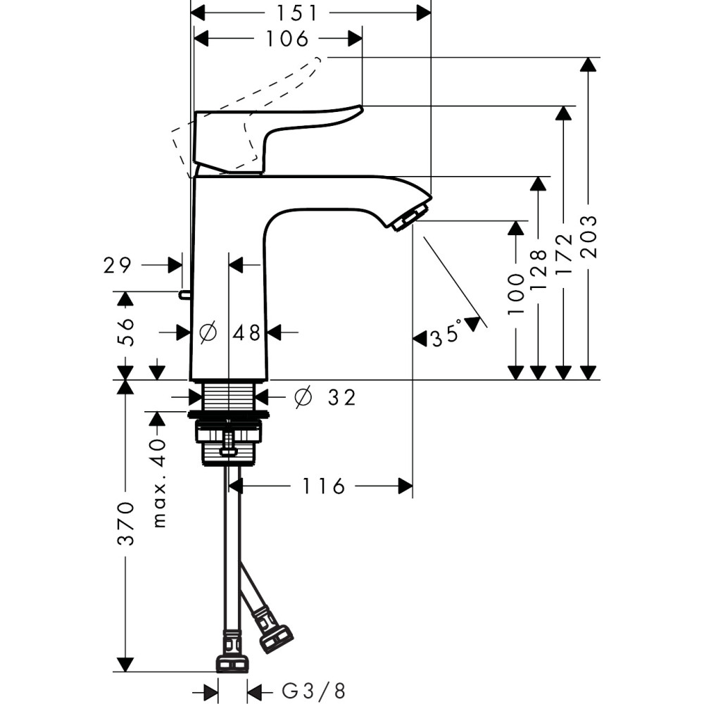 Mitigeur lavabo HANSGROHE Metris 110, avec tirette et vidage chromé  31080000 | Batinea