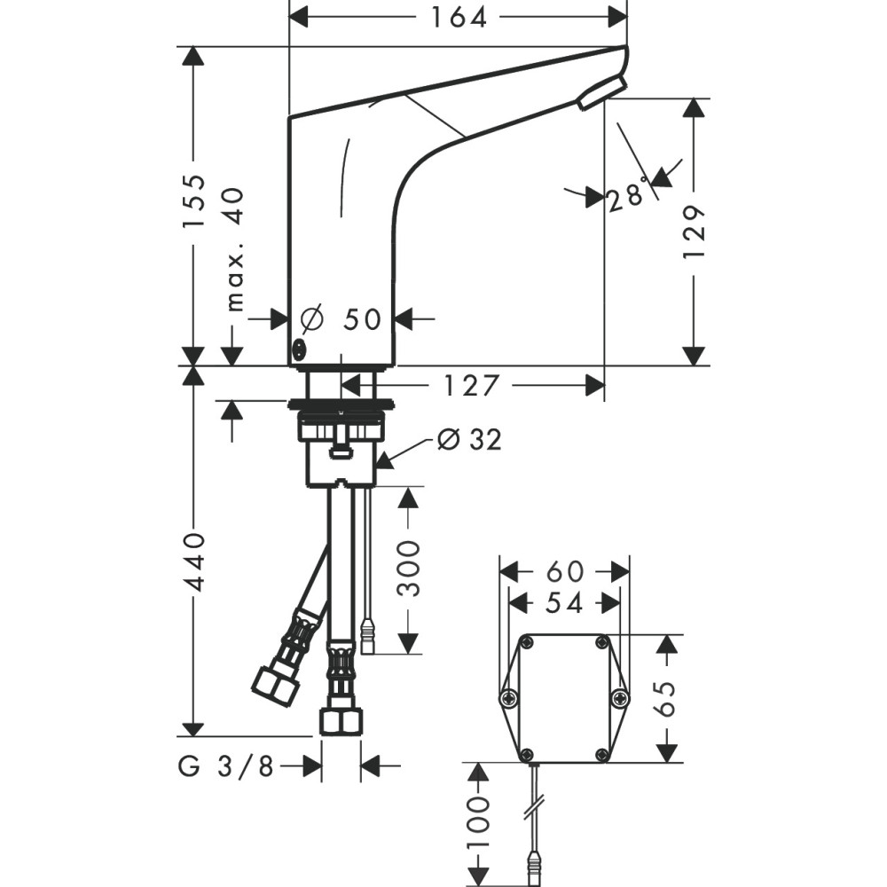 Mitigeur lavabo HANSGROHE électronique Focus avec manette de réglage de température sur batterie chromé  31171000 | Batinea