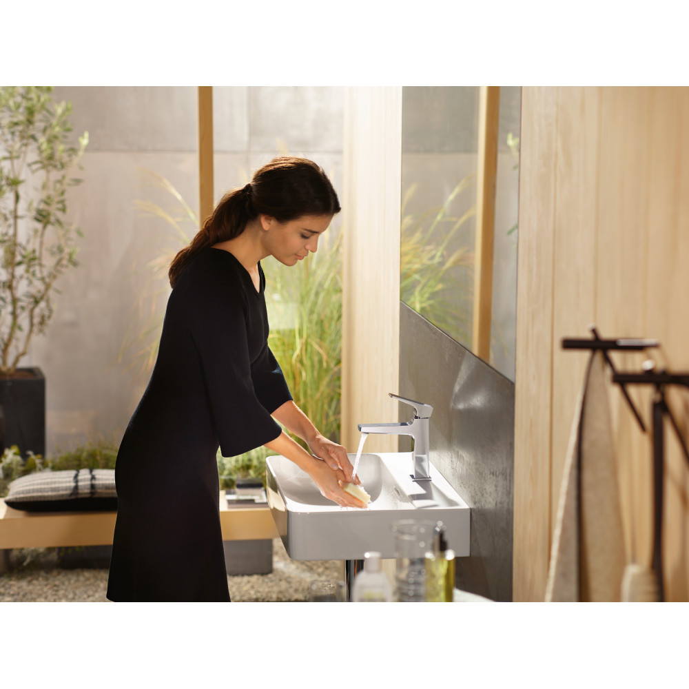 Mitigeur lavabo HANSGROHE Metropol 110 poignée manette noir chrome brossé + nettoyant Briochin| Batinea