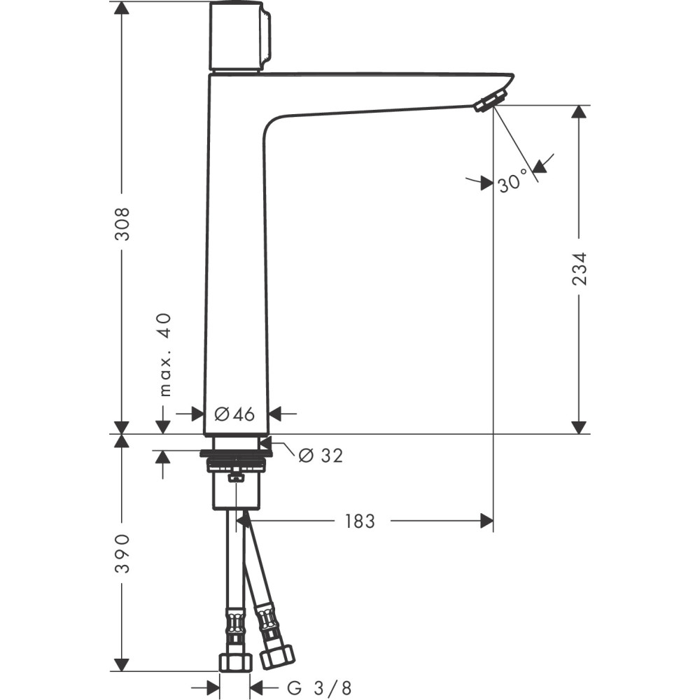 Mitigeur lavabo HANSGROHE Talis Select E 240 sans tirette ni vidage chrome + nettoyant Briochin| Batinea