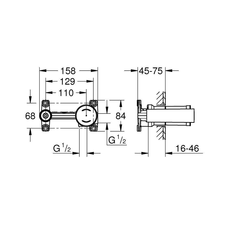 23571000 dessin techniques du Corps a encastrer Grohe mitigeur lavabo