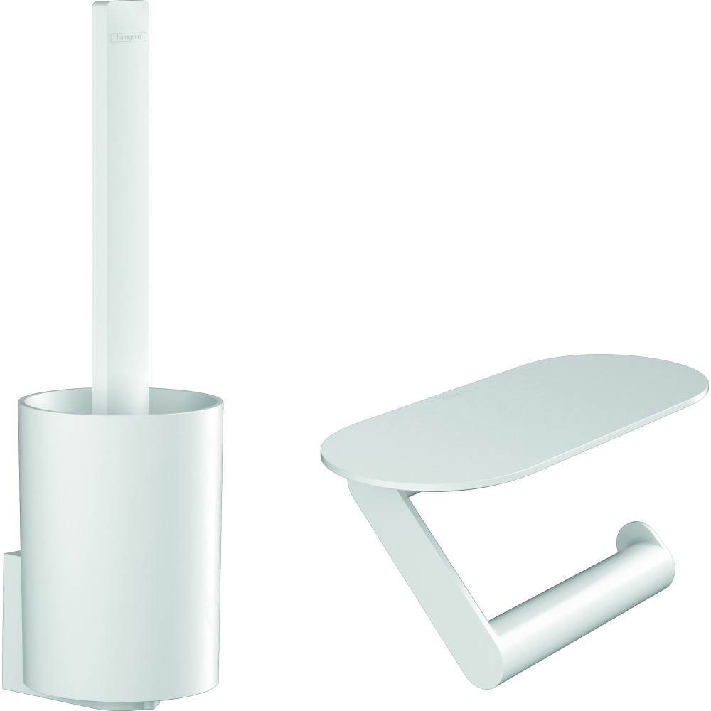 Ensemble d'accessoires pour les toilettes blanc mat Hansgrohe WallStoris 27969700 | Batinea