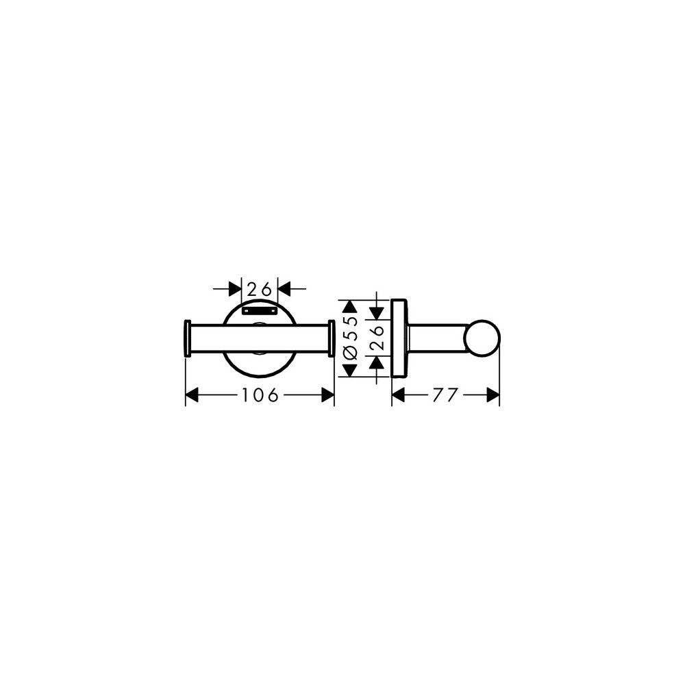 Double crochet porte-serviette chromé Hansgrohe Logis Universal 41725000 | Batinea