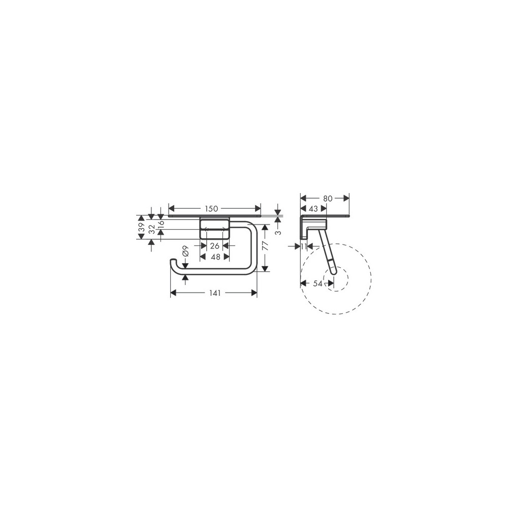 Porte-papier WC avec tablette chromé Hansgrohe AddStoris 41772000 | Batinea