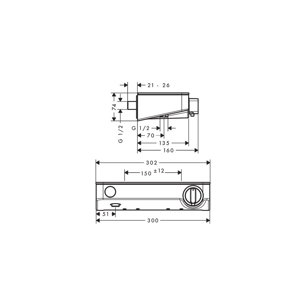 Thermostatique douche 300 blanc/chromé 13171400 | Batinea