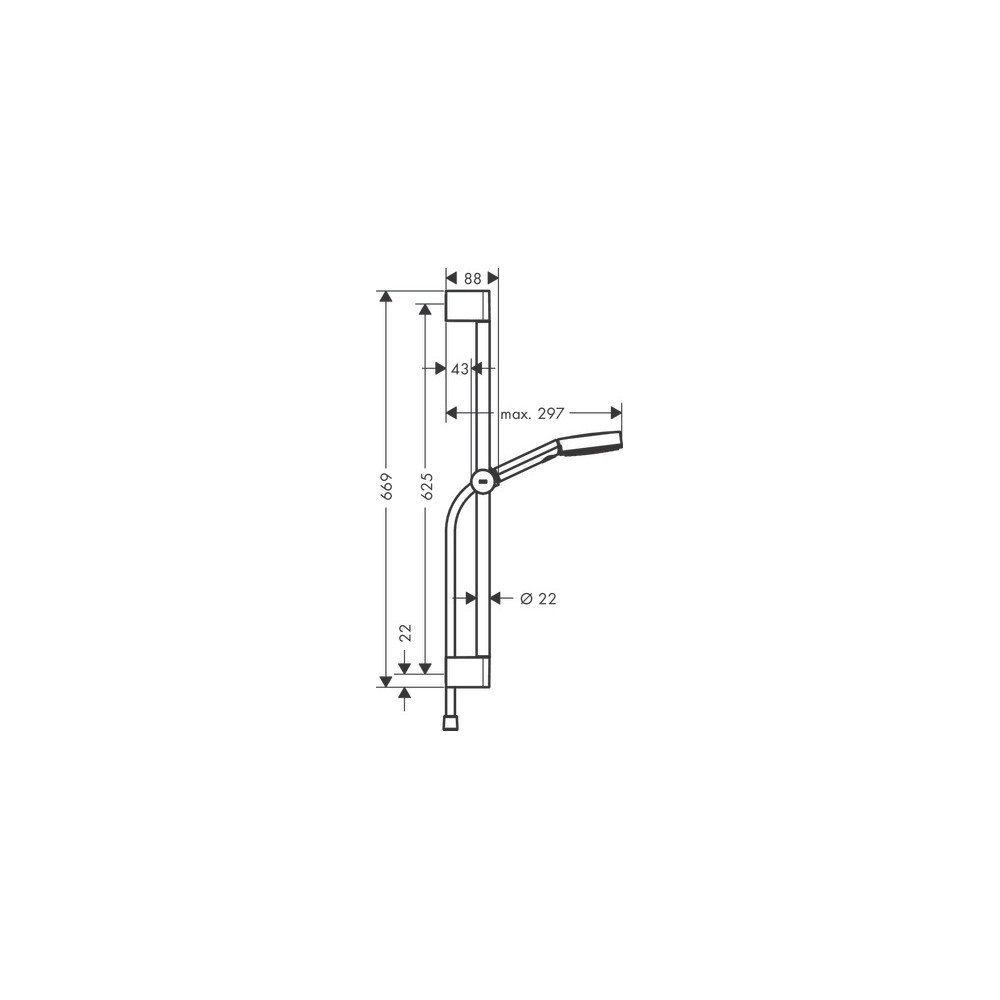 Set de douche 105 3jet Relaxation avec barre C 65 cm blanc mat Hansgrohe Pulsify Select 24160700 |Batinea