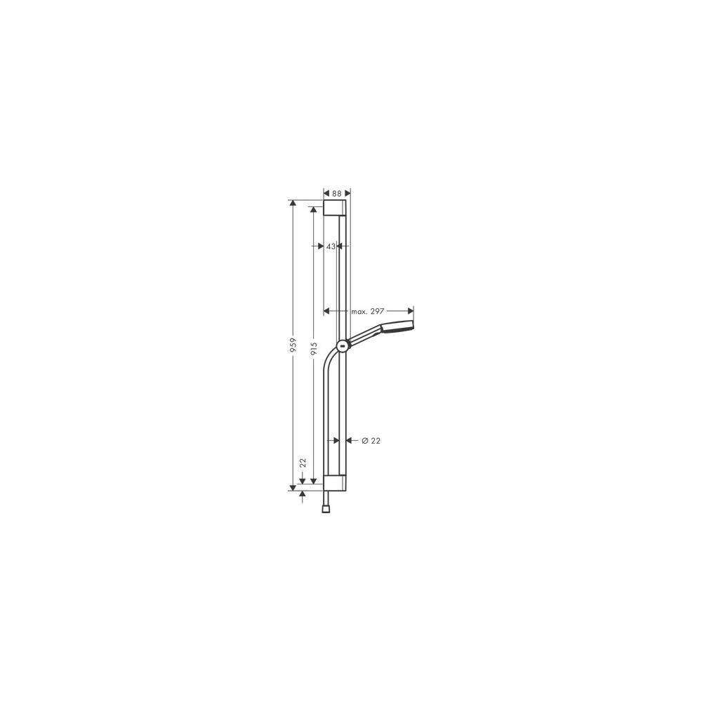 Set de douche 105 3jet Relaxation avec barre C 90 cm blanc mat Hansgrohe Pulsify Select 24170700 |Batinea