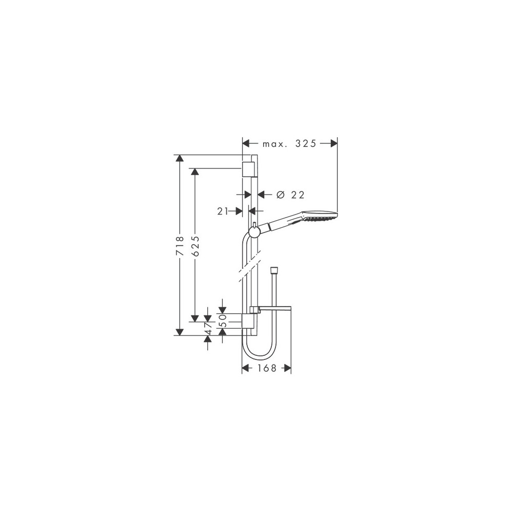 Set de douche 120 3jet avec barre Unica'S puro 65 cm et porte-savon chromé Hansgrohe Raindance Select E 26620000 |Batinea