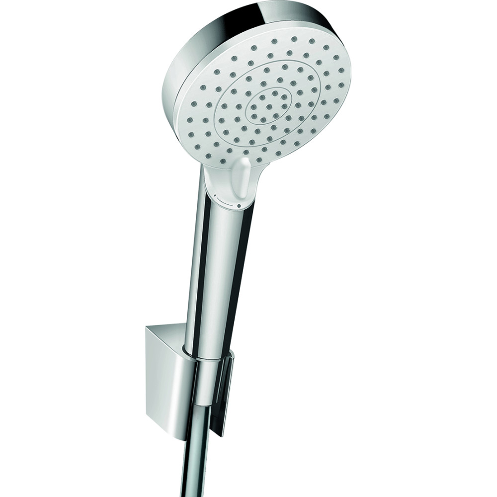 Ensemble support mural et douchette Vario avec flexible de douche 125 cm blanc/chromé Hansgrohe Crometta 26691400 |Batinea