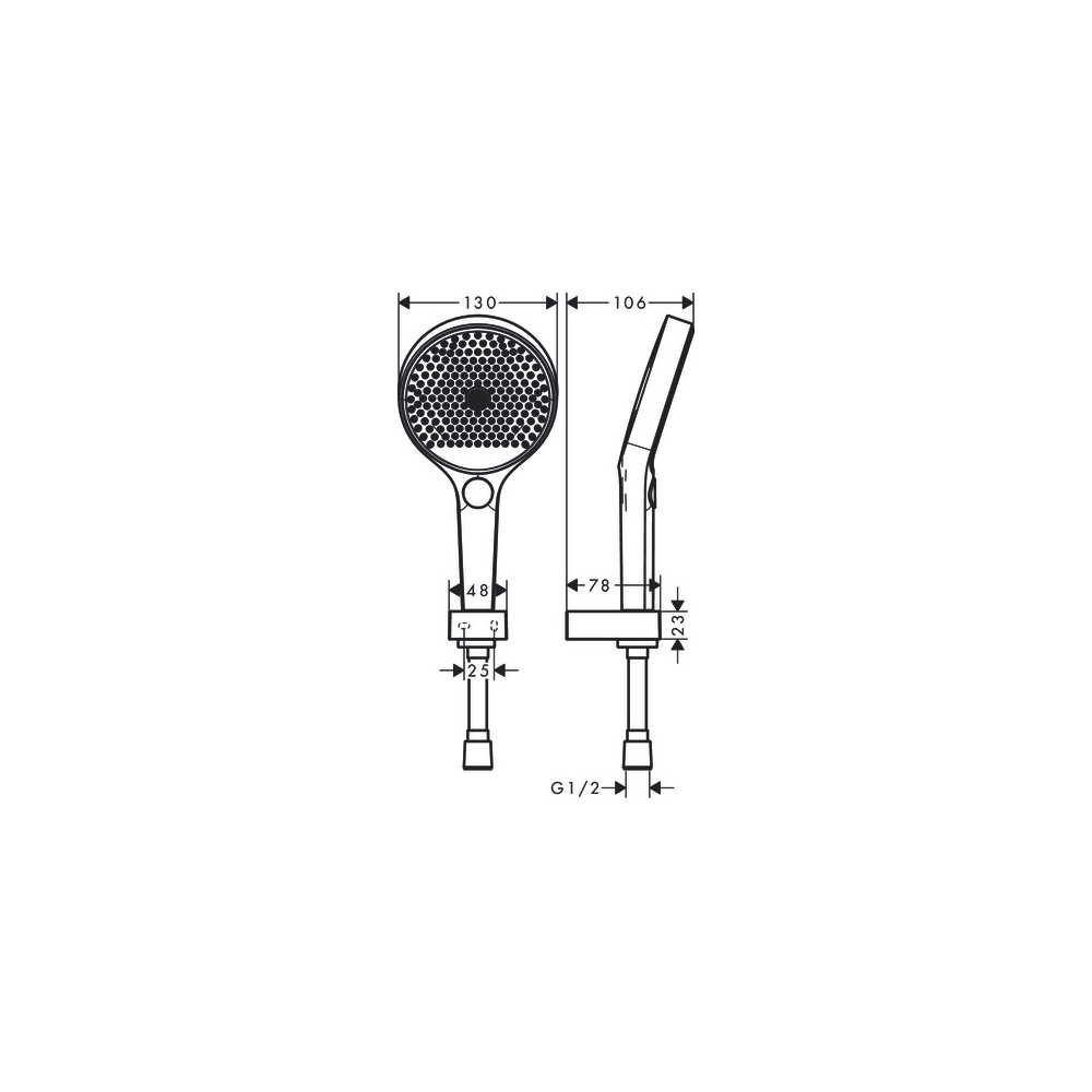 Ensemble support mural et douchette 130 3jet avec flexible de douche 160 cm blanc mat Hansgrohe Rainfinity 26851700 |Batinea