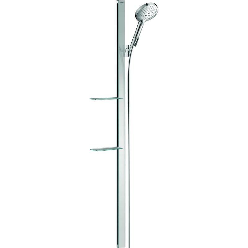Set de douche 120 3jet avec barre Unica'E 150 cm et porte-savon chromé Hansgrohe Raindance Select S 27646000 |Batinea