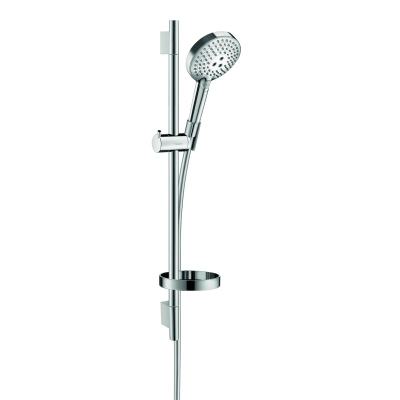 Ensemble de douche 120 3jet PowderRain avec barre Unica'S puro 65 cm et porte-savon chromé Hansgrohe Raindance Select S 27654000
