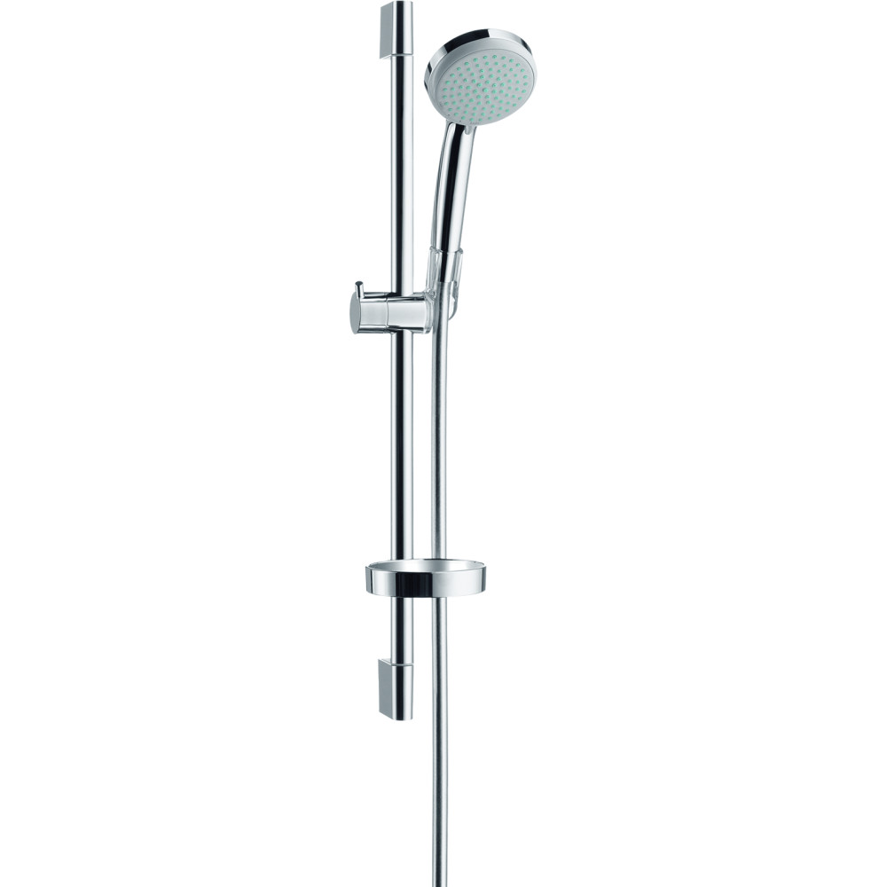 Set de douche Vario EcoSmart 9 l/min avec barre Unica'C 65 cm et porte-savon chromé Hansgrohe Croma 100 27776000 |Batinea