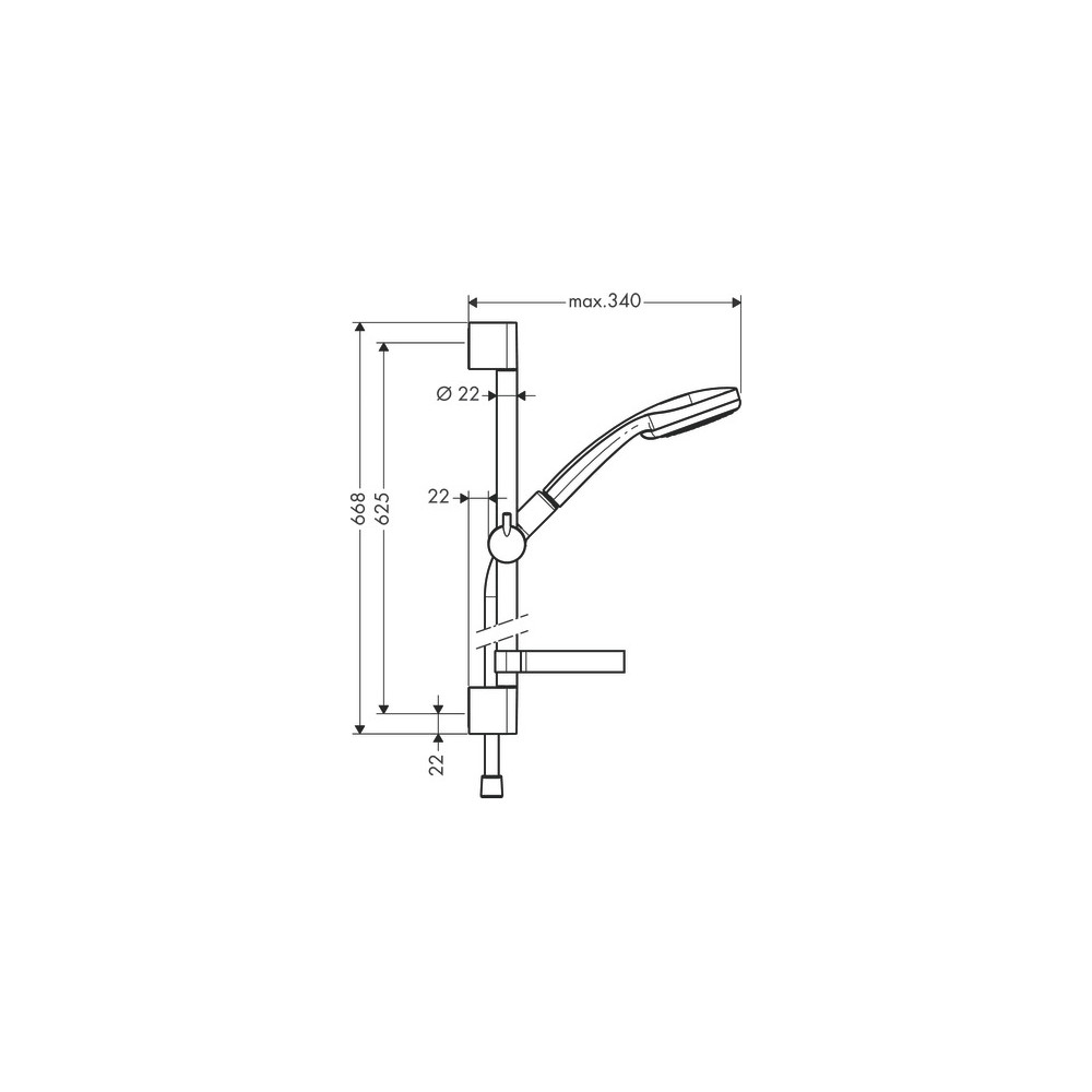 Set de douche Vario EcoSmart 9 l/min avec barre Unica'C 65 cm et porte-savon chromé Hansgrohe Croma 100 27776000 |Batinea