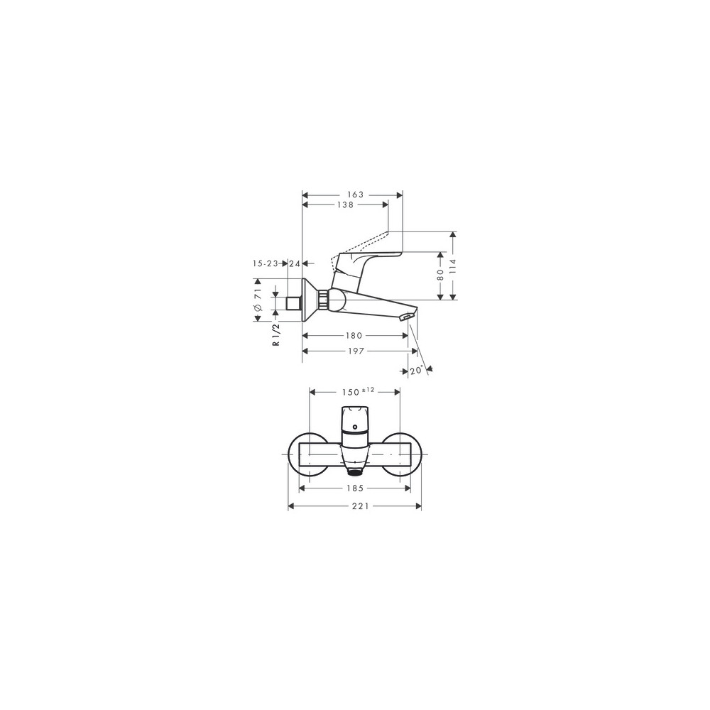 Mitigeur lavabo mural HANSGROHE chrome + nettoyant Briochin| Batinea