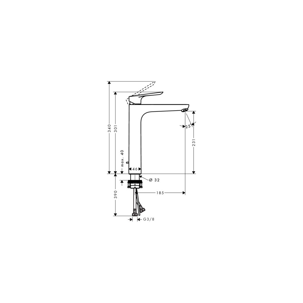 Mitigeur de lavabo 230 avec tirette et vidage chromé Hansgrohe Logis E 71162000 |Batinea