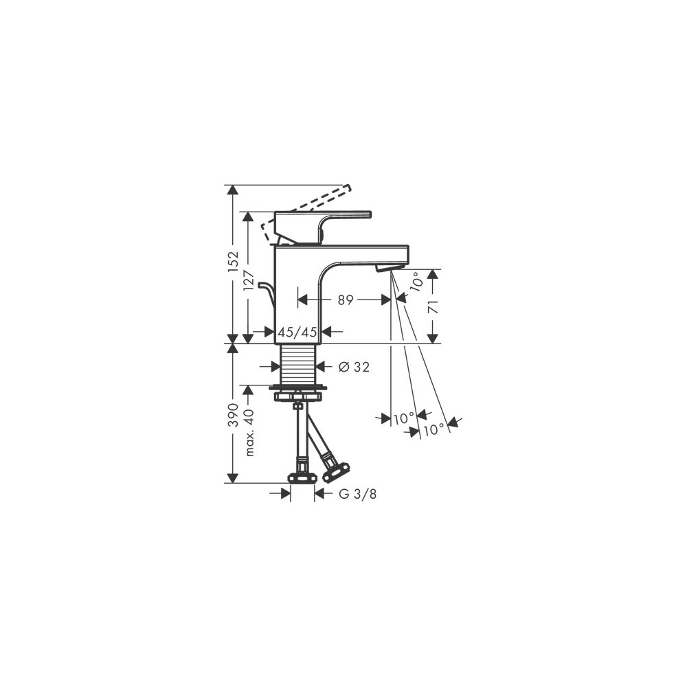 Mitigeur de lavabo 70 avec tirette et vidage synthétique noir mat Hansgrohe Vernis Shape 71560670 |Batinea