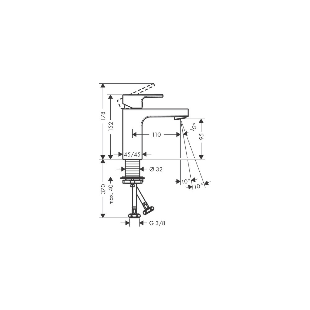 Mitigeur de lavabo 100 sans tirette ni vidage chromé Hansgrohe Vernis Shape 71569000 |Batinea