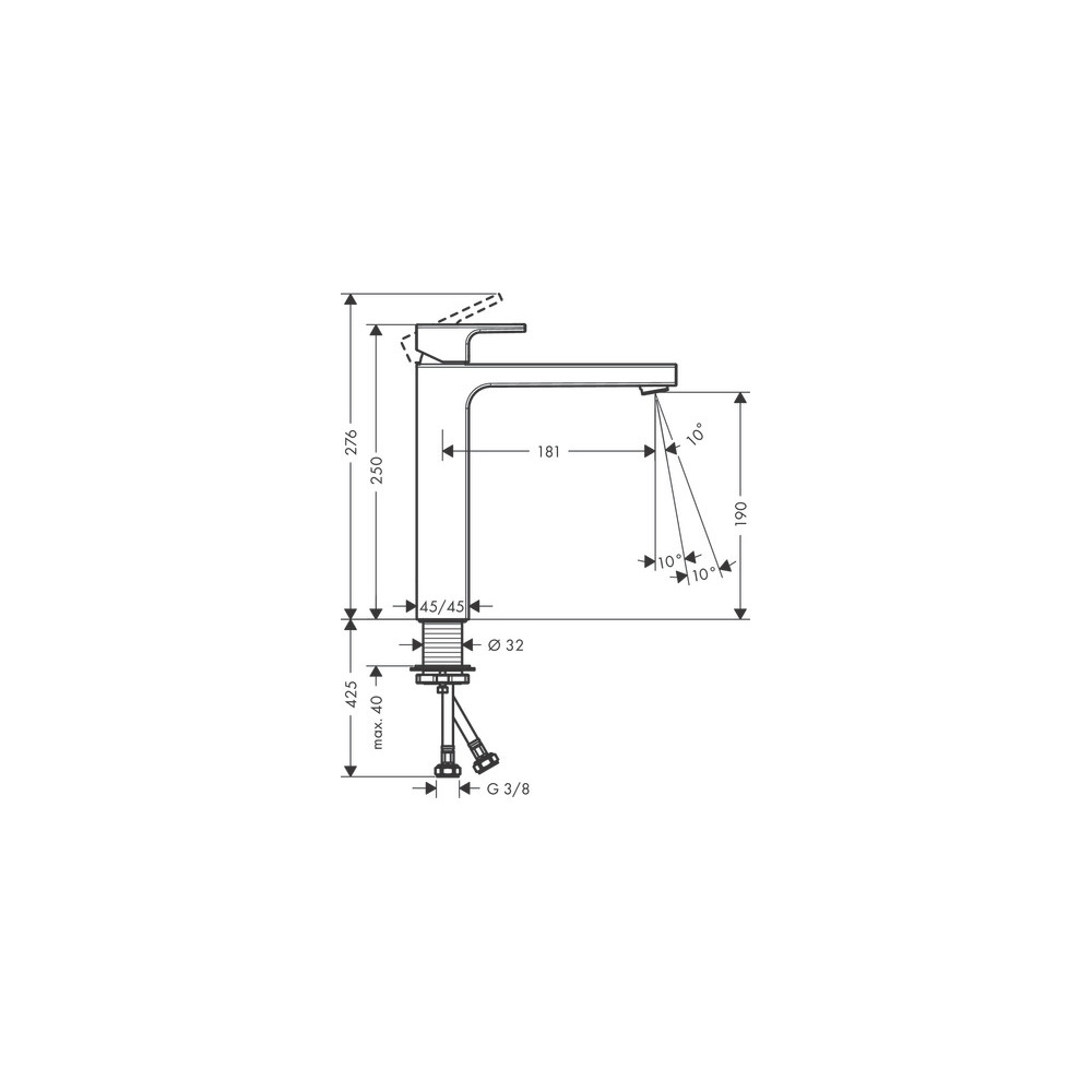 Mitigeur de lavabo 190 sans tirette ni vidage chromé Hansgrohe Vernis Shape 71591000 |Batinea