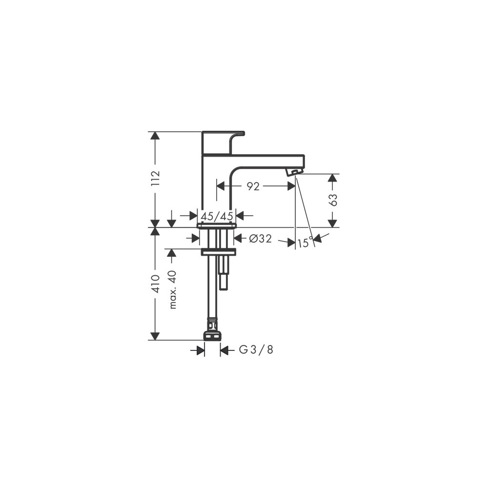 Robinet de lave-mains 70 eau froide sans tirette ni vidage noir mat Hansgrohe Vernis Shape 71592670 |Batinea