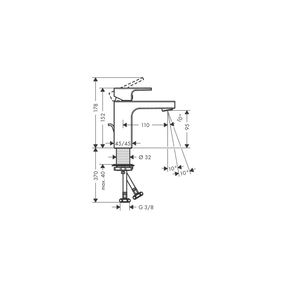 Mitigeur de lavabo 100 CoolStart avec tirette et vidage synthétique noir mat Hansgrohe Vernis Shape 71594670 |Batinea