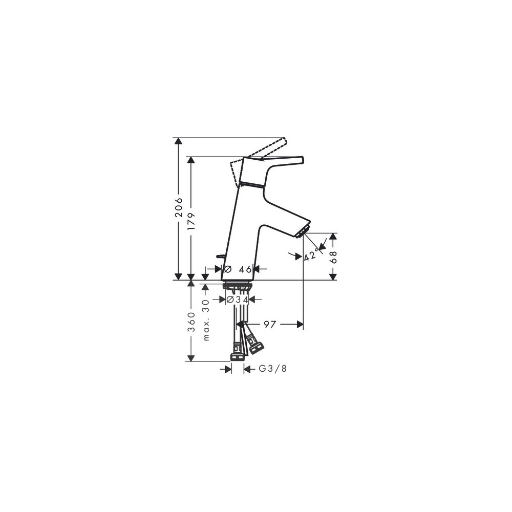 Mitigeur de lavabo 80, avec tirette et vidage chromé Hansgrohe Talis S 72010000 |Batinea