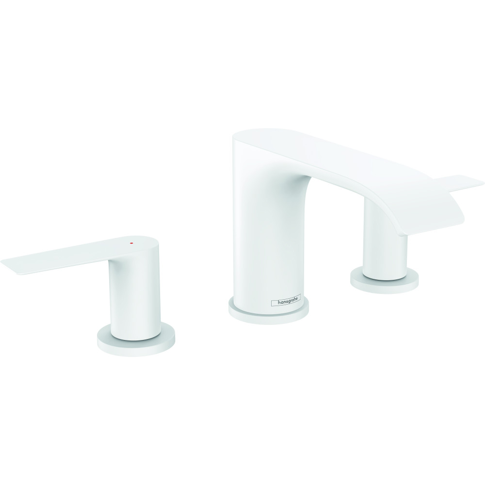 Mélangeur de lavabo 3 trous 90 avec tirette et vidage blanc mat Hansgrohe Vivenis 75033700 |Batinea